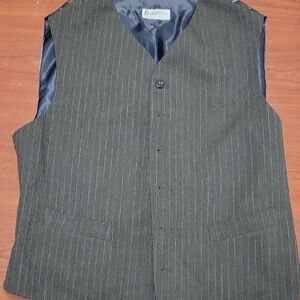 Tailored Pinstripe Vest in Charcoal Gray - Unbranded